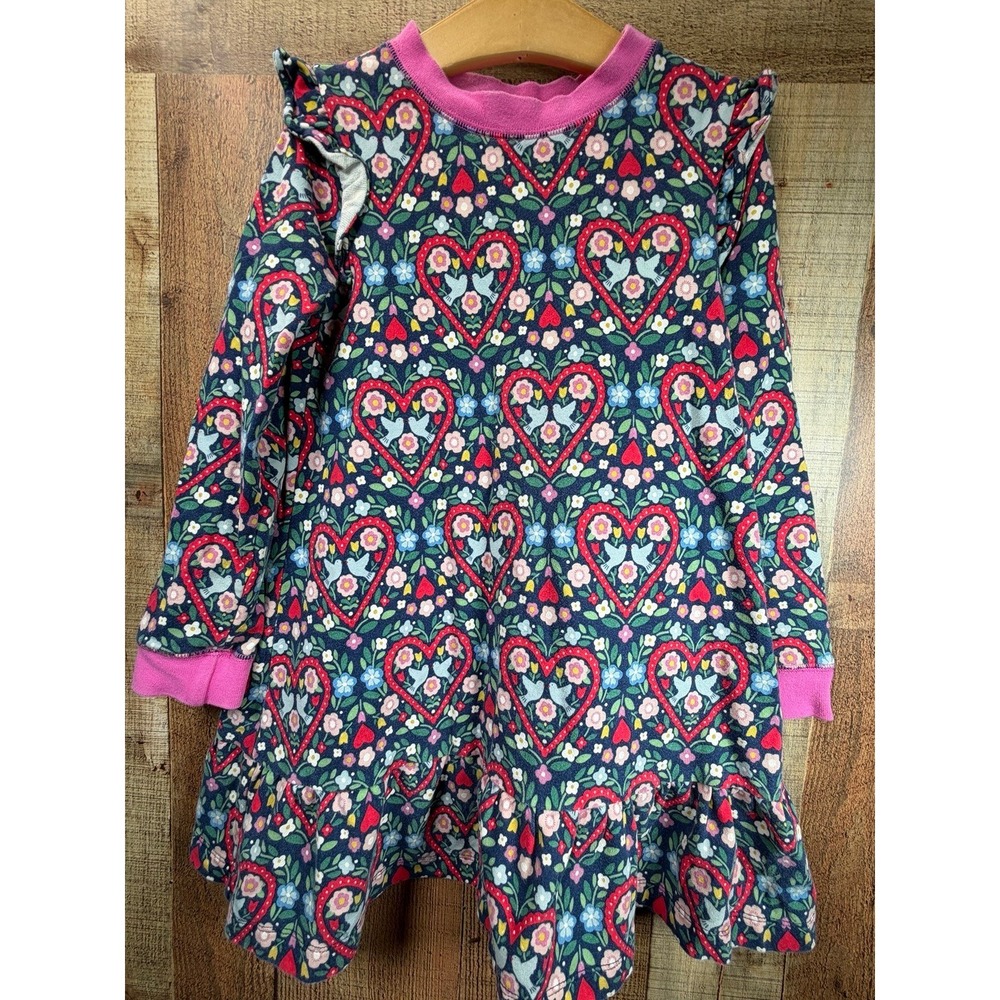 Mini Boden Heart and Lovebird Sweatshirt dress 8/9